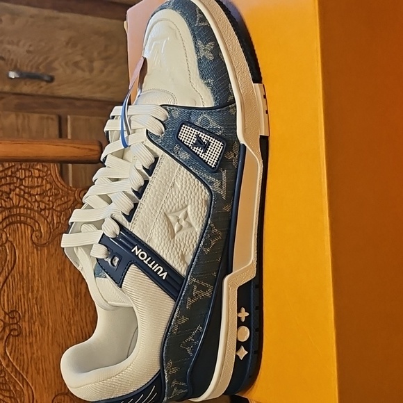 Louis Vuitton Men's Denim Blue and White Sneakers - Picture 1 of 1